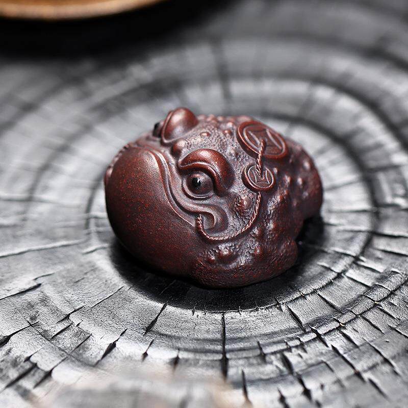 紫砂金蟾茶宠变色可养手工摆件金蟾蜍茶桌茶桌