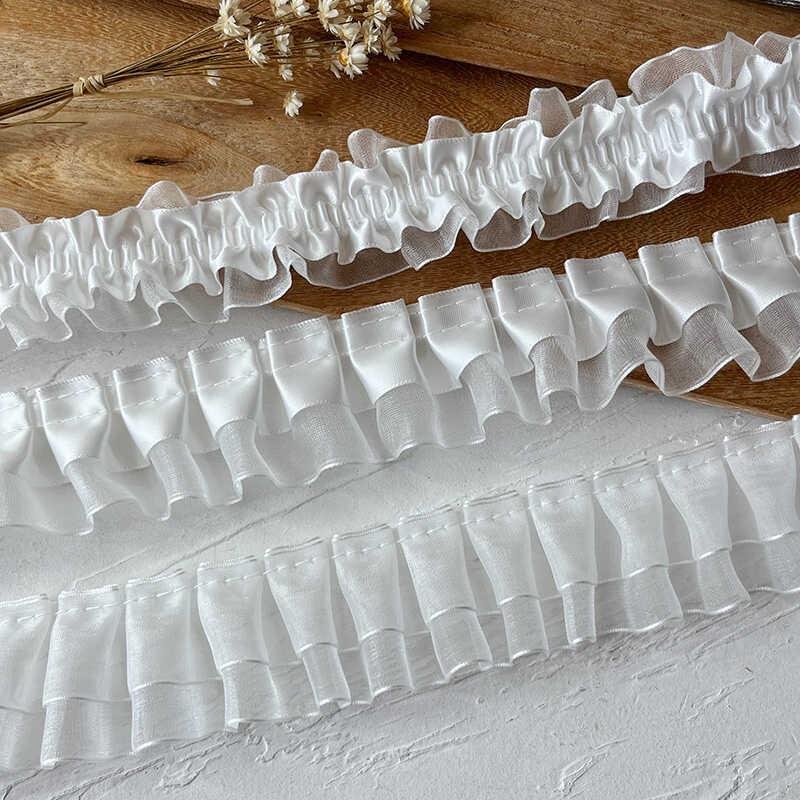 高档蕾丝花边辅料手工DIY装饰材料皱褶书衣丝带娃衣荷叶边布料