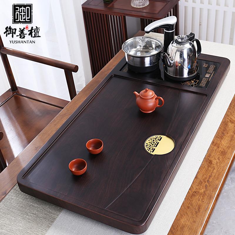 茶盘实木黑檀木带烧水壶茶台一体全自动电木款茶具套装家用