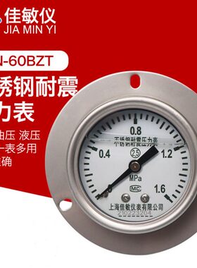 BF-带60向MPA边.N6Z不锈钢耐震压力表 蒸汽1耐高温上海佳敏YT表轴
