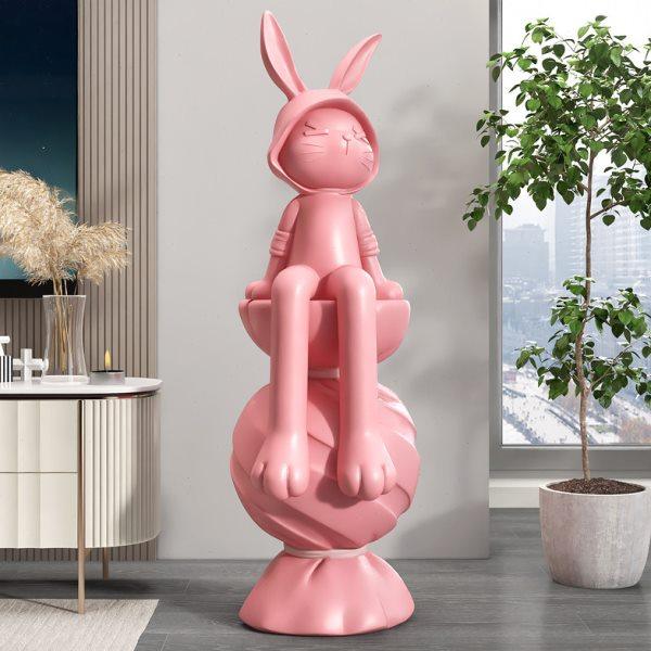 奶油风兔子客厅落地摆件家居饰品电视柜沙发旁工艺品乔迁新居礼品,家居饰品,落地摆件,淘宝优惠券,粉丝福利购,淘宝优惠卷