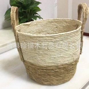 厂家加固款手提编织筐草编织超市购物篮子藤编卧室杂物储物篮