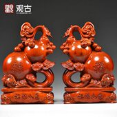 花家居客厅电视柜如意开业梨装 饰乔迁葫芦摆件木雕送礼红木工艺品