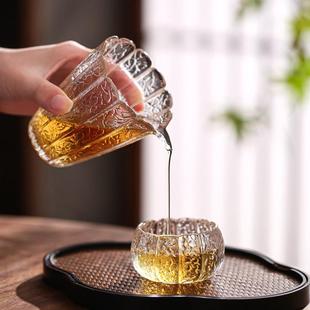 功夫茶具 手工透明玻璃莲花茶杯加厚耐热品茗杯大容量主人单杯套装