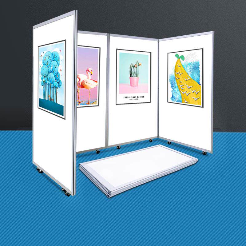 折叠书画 画艺术展板无缝八棱柱展架移动摄影宣传大型屏风学校幼