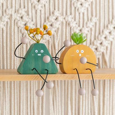 阿楹 可爱桌面电视柜小摆件吊脚娃娃办公室治愈置物架洞洞板装饰