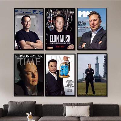 Elonmusk Elon Musk企业家名人航天办公室励志装饰画海报挂画