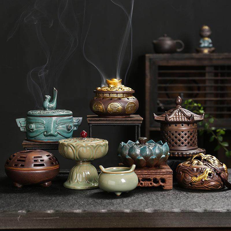 陶瓷香炉禅意盘香炉摆件装饰品家用室内香薰容器家居摆件印制LOGO,餐饮具,茶道/香炉,淘宝优惠券,粉丝福利购,淘宝优惠卷