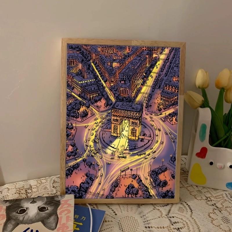 桌面摆件高级感小众家居氛围装饰品卧室创意小夜灯画礼品礼物摆画