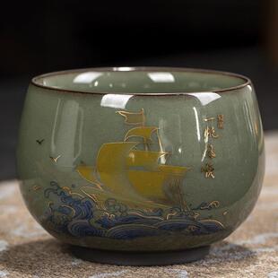 晓伟官窑主人杯景德镇陶瓷功夫茶杯茶具个人单杯桃花茶杯汝窑杯粉