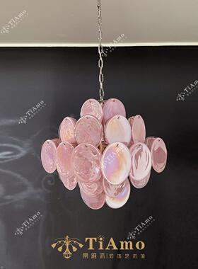 法式Murano穆拉诺吊灯中古吊灯设计款客厅卧室饭厅圆盘玻璃吊灯