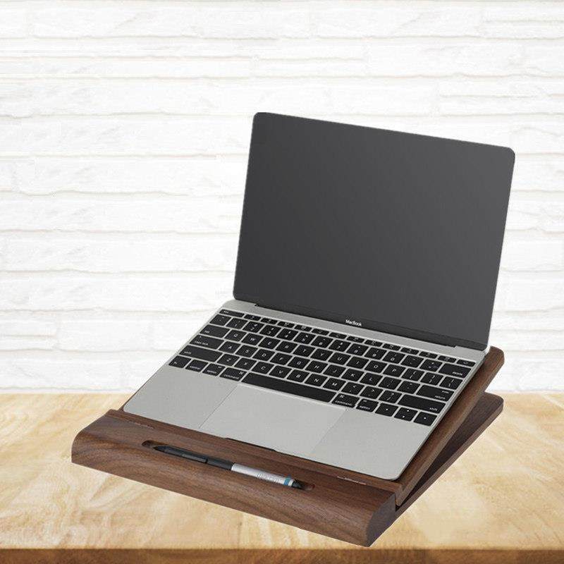 笔记本电脑支架实木支撑mcbook增高散热桌面上托架子木质可折叠通