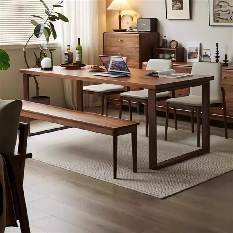 北美黑胡桃木莫比恩纯实木大板餐饭桌椅樱桃N木日式长方形书桌家