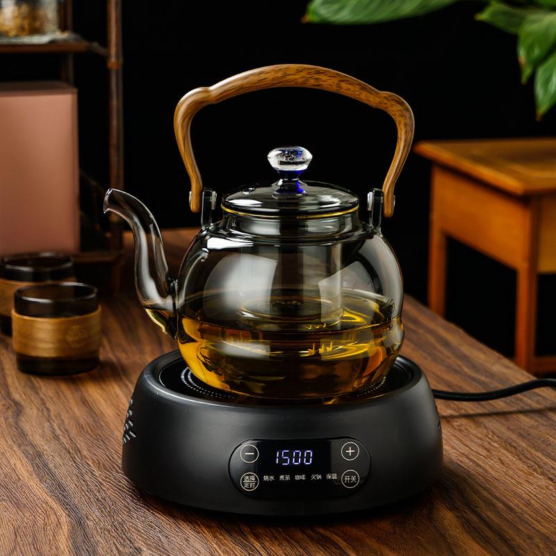 2025新款玻璃煮茶壶电陶炉加热提梁壶围炉煮茶家用养生茶具套装