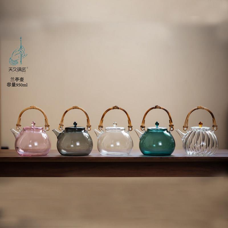 天久兰亭壶耐热玻璃煮茶壶家用高档茶具提梁壶茗凤祥黑晶炉烧水