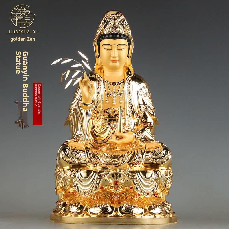 台湾鎏金家拜观音佛像纯铜观音佛像观音菩萨观音菩萨佛像饰品