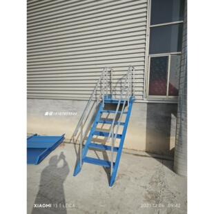 基坑钢梯基坑安全爬梯带扶手斜梯建筑工地施工钢梯扶手梯基坑爬梯