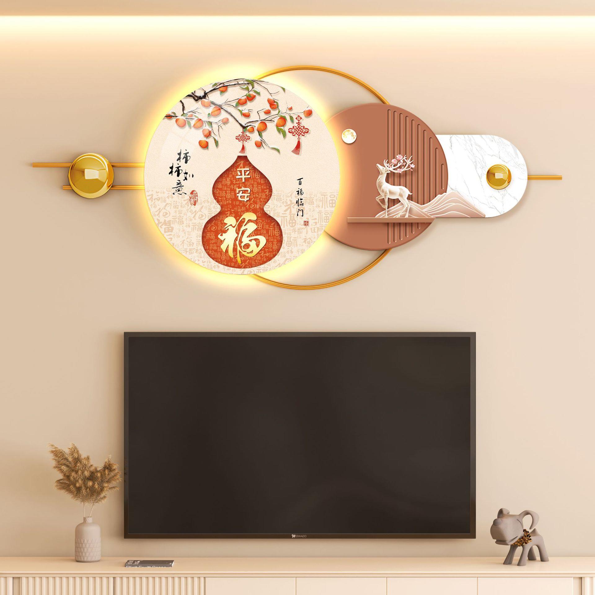 客厅电视背景墙壁画LED灯画影视墙上挂画2025新款餐厅床头装饰画