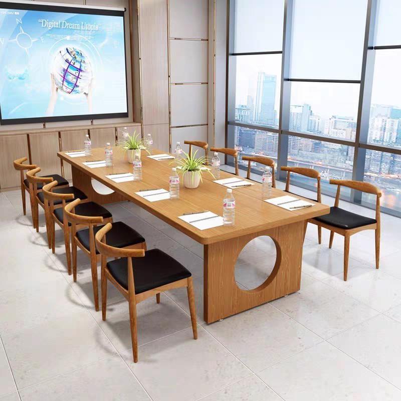 实木loft会议桌工作台电脑桌洽谈桌椅办公桌简约现代大型长条桌子