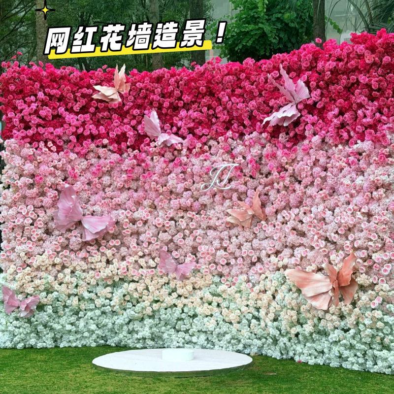 仿真花墙成品网红背景墙玫瑰花门头假花景区商场门店铺打卡造景图片
