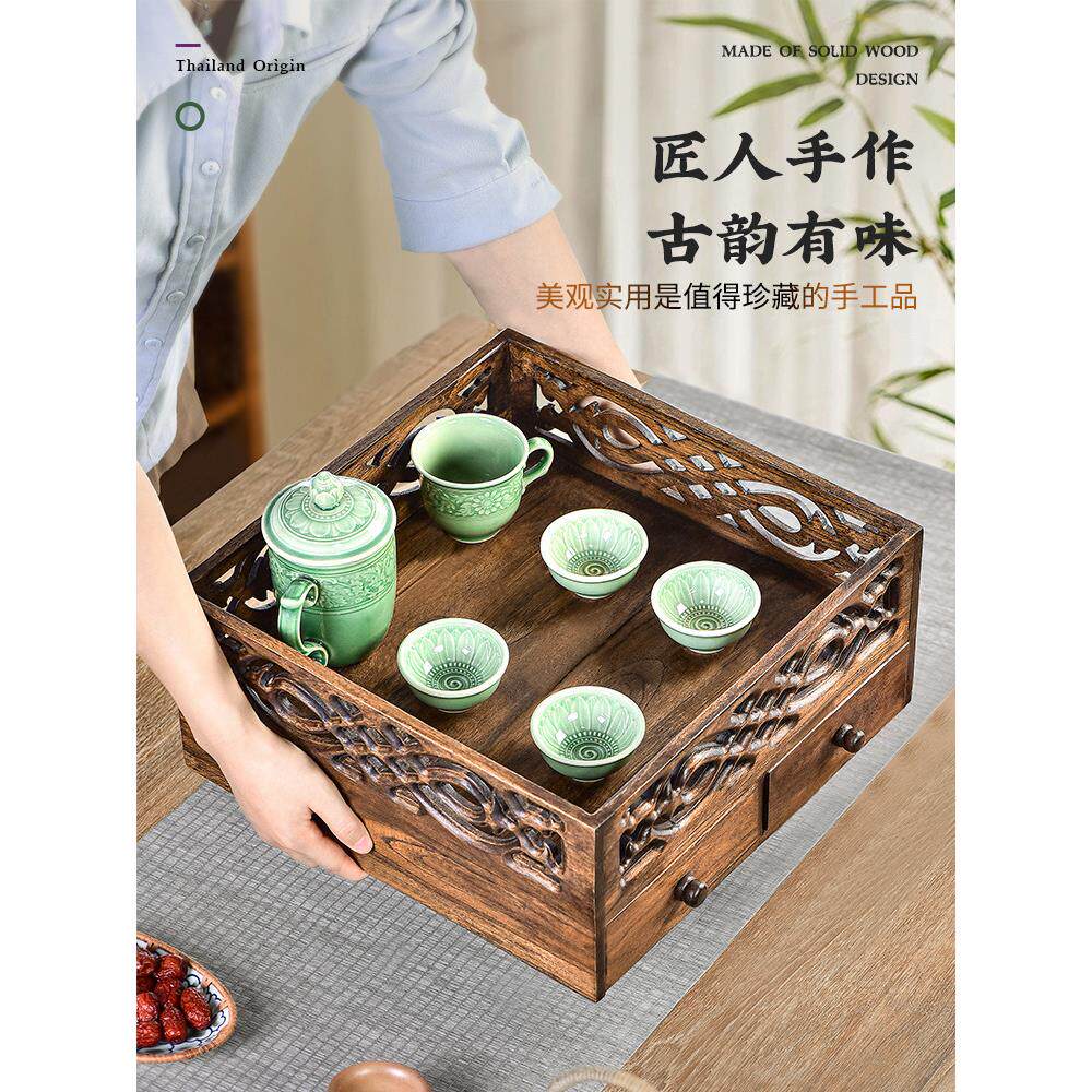 采购产品桌面柚木存储盒，茶具配件，茶杯和茶壶存储架，客厅咖啡