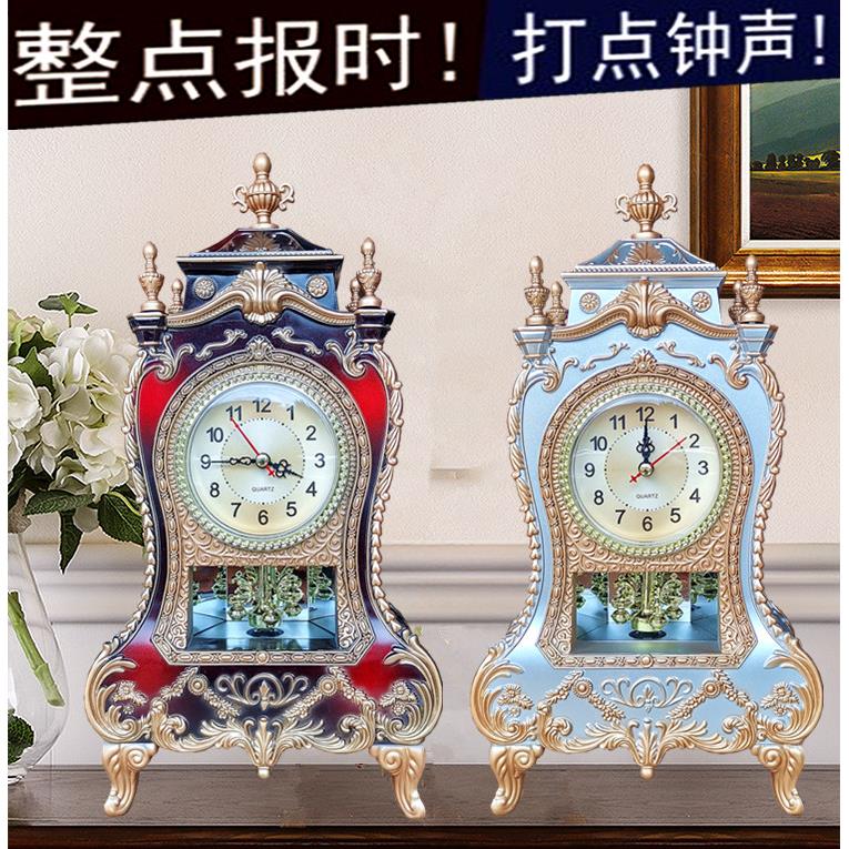 欧式仿古座钟客厅桌面柜台装饰静音台钟表音乐报时复古时钟外贸款