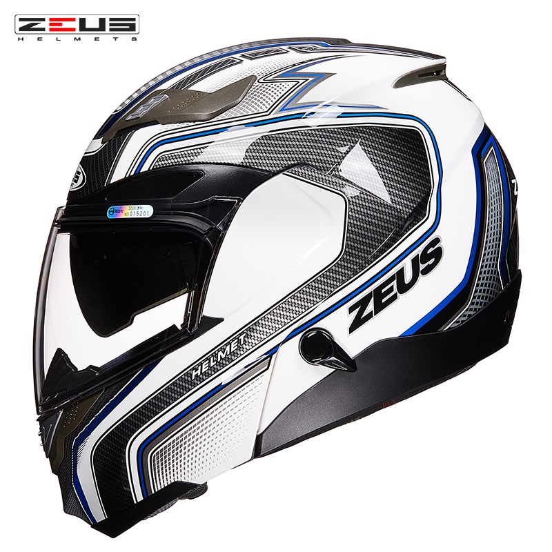 zeus瑞狮机车揭面盔男女双镜片机车安全帽四季全盔大尺码