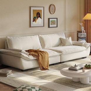 浪度帆船沙发床布艺小户型奶油风防猫抓布直排大坐深 补贴15%