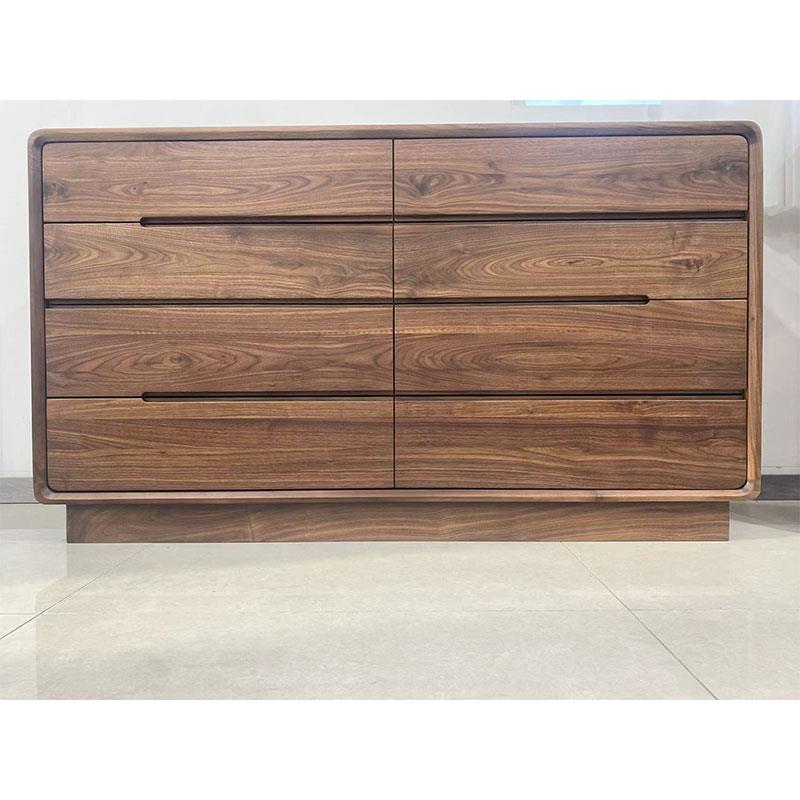 北美黑胡桃木八斗柜卧室床尾柜隔断柜玄关柜五斗柜圆角落地收纳柜