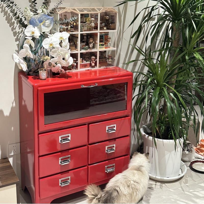 日式复古铁皮柜金属抽屉柜环保餐边柜收纳柜网红ins装饰dulton