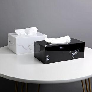 酒店大理石纹理纸巾盒轻奢客厅茶几餐巾抽纸盒创意简约北欧ins风