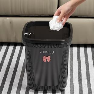 家用客厅高档卫生间宿舍办公室大容量大号纸篓 轻奢黑垃圾桶压圈式