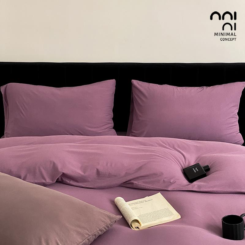 Minimal木槿｜简约撞色纯色针织棉四件套全棉100秋季风床上用品4