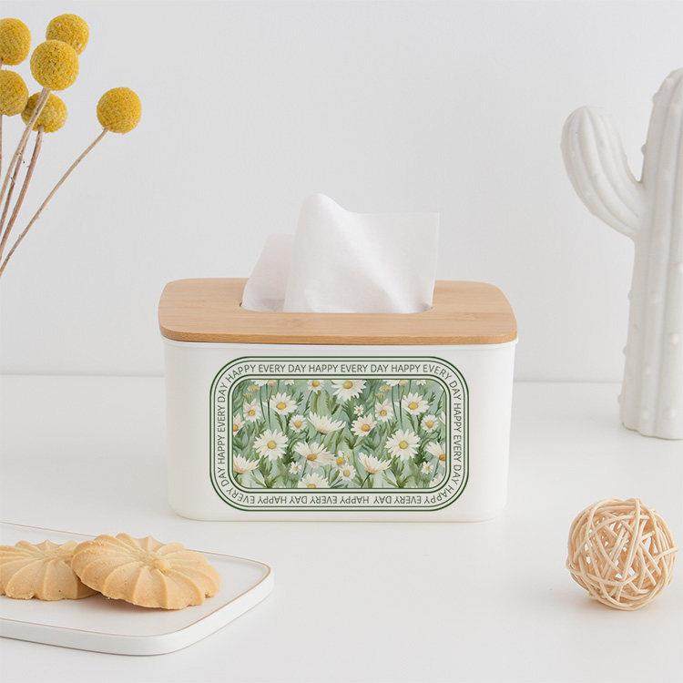 清新简约碎花 竹木抽纸 纸巾盒家用客厅餐厅茶几桌面餐巾纸收纳盒,收纳整理,纸巾盒,淘宝优惠券,粉丝福利购,淘宝优惠卷