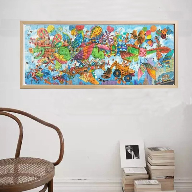 简约挂墙拼图框城里来了一条龙24.8x65实木画框定制长条海报裱框