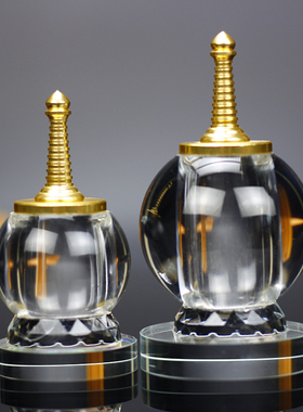 水晶工艺品水晶瓶舍利塔小号密封空瓶子装藏甘露丸的瓶子桌面摆件