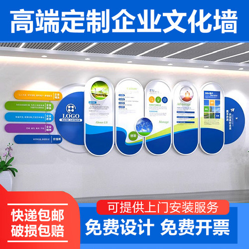 文化墙设计定制创意装饰企业走廊楼梯背景墙面3d立体公司形象墙贴