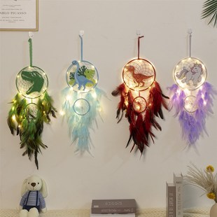 捕梦网挂饰羽毛床头手工壁挂立体动物恐龙儿童房间挂件墙面装饰品