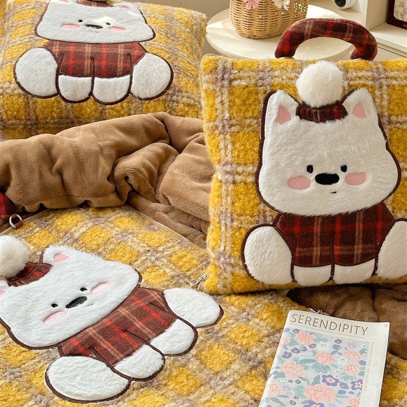 卡通抱枕被子两用加厚牛奶绒w办公室午睡枕头被子二合一汽车可折