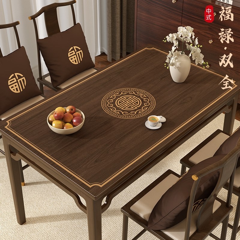 新中式仿木纹餐桌垫防水防油免洗桌布防烫茶几台面垫布.桌面保护