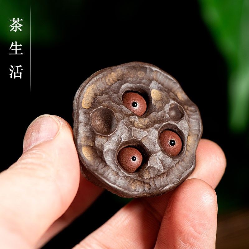 茶宠摆件精品紫砂小莲子r莲蓬雕塑把件茶玩家居装饰小物件茶友礼