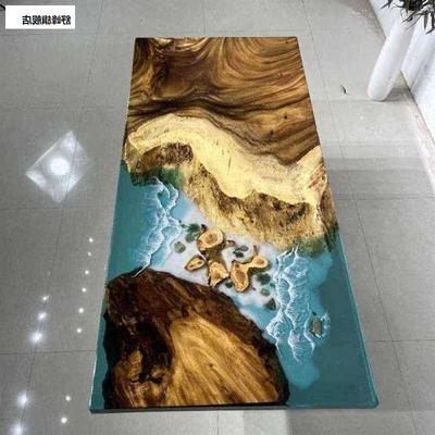 新环氧树胶河流桌茶几脂茶台餐桌原木木板桌大子创意茶桌桌面板板