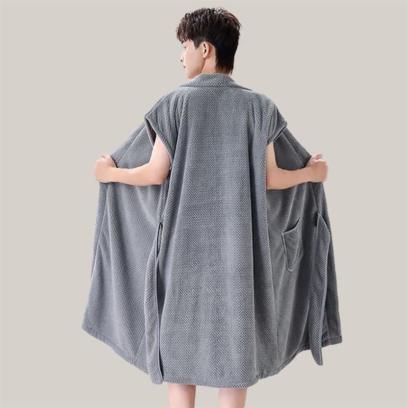 浴巾男款裹巾可穿式浴衣睡袍大男士专用洗澡游泳青年学生浴袍2024
