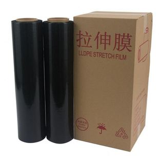 黑色PE缠绕膜黑膜拉伸膜保鲜打包遮光快递工业用物流保护薄膜围膜