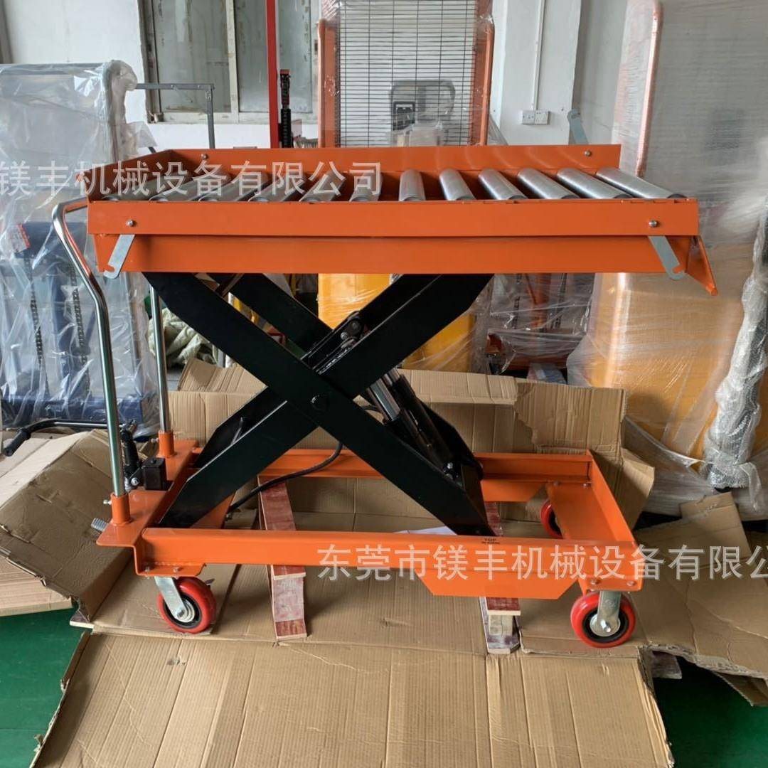 厂家直销手动升降平台PTD1.5吨滚筒液压平台车滚筒模具平台车