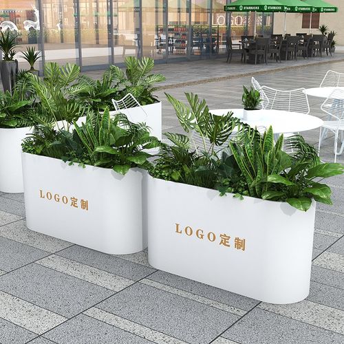 户外铁艺花箱围栏室外摆街道不锈钢花H槽圆弧款花盆售楼部广场花