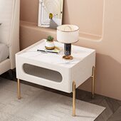 床头柜艺术收纳柜简约现代高级50cm小型单卧室皮质层欧式 全实木