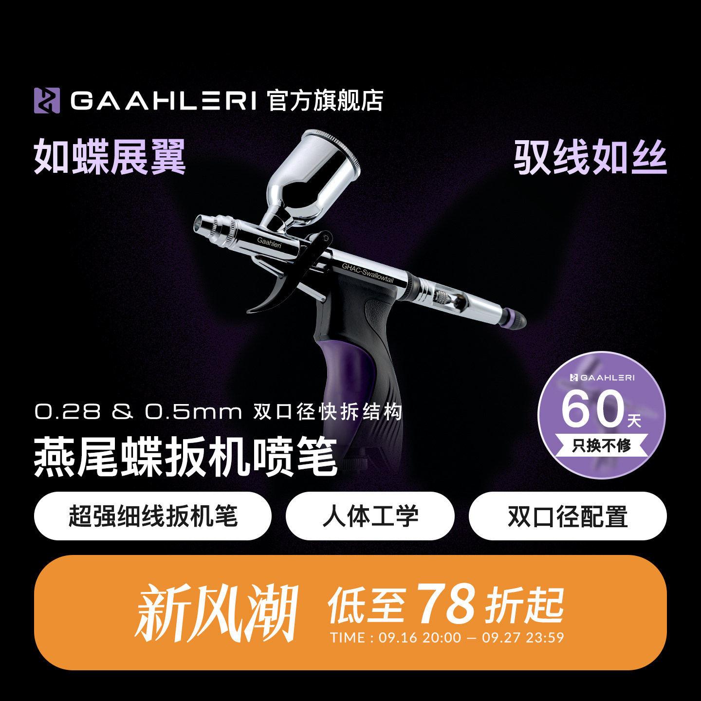 0.28&0.5双口径模型喷涂板机喷笔