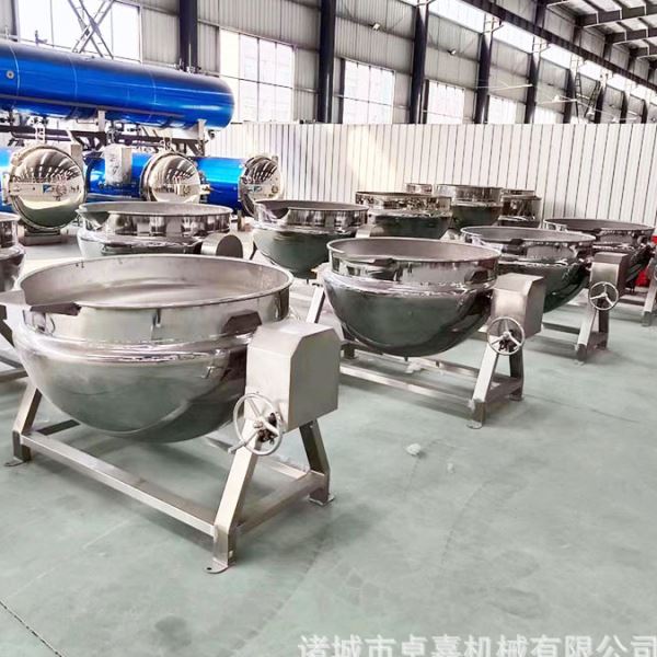 五花肉煮炖锅 可控温的不锈钢猪头肉双层煮锅 圆形导热油煮锅