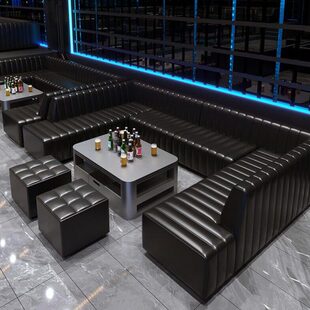 夜总会别墅馆清吧嗨厢U型组合包酒房饭店茶几转角卡座定制ktv沙发